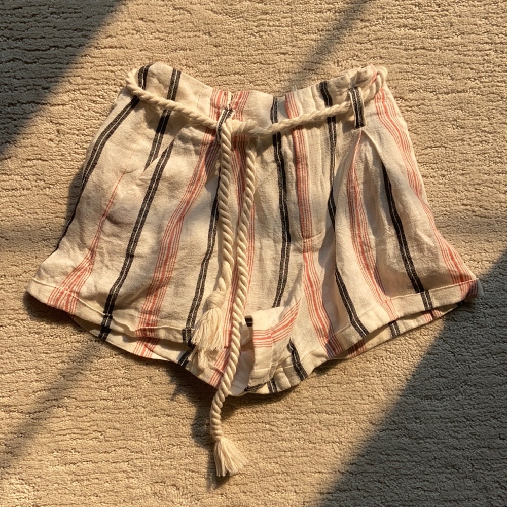 Striped paper bag shorts